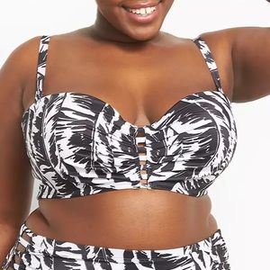 NWT Lane Bryant Cacique Multi-Way Strappy Underwire Swim Bikini Top Size 46DD